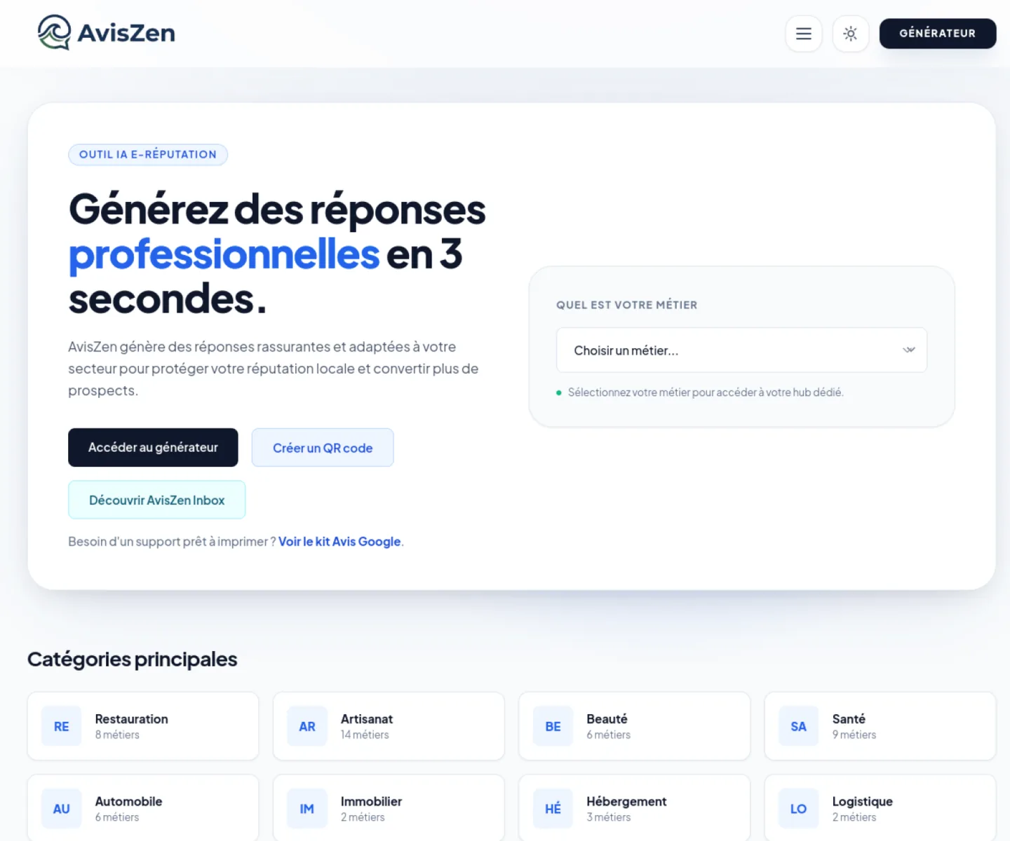 Aperçu du site AvisZen