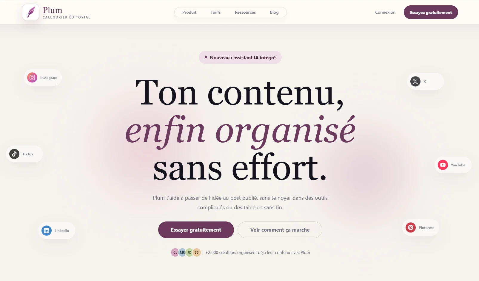 Aperçu du site Plum
